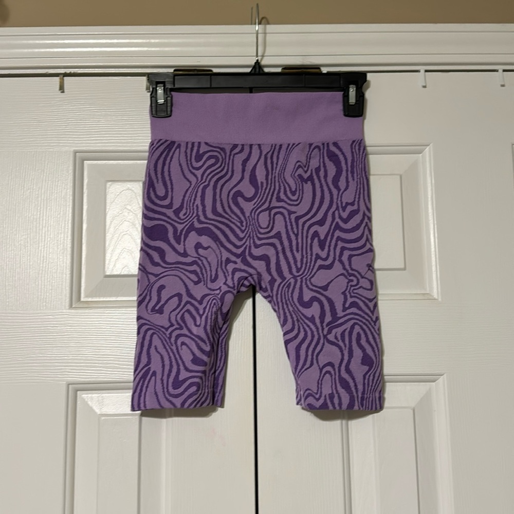 Purple Zebra Biker Shorts